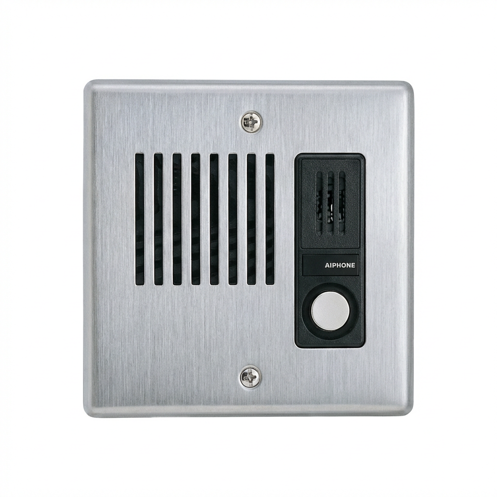 Aiphone LE-DA Flush Mount Audio Door Station — Stainless Steel Faceplate, IP33 Weather & Vandal Resistant, Hands-Free, 2-Gang Flush or Surface Mount, LEF/LEM Series Compatible