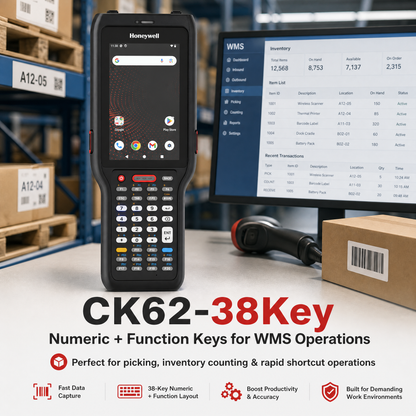 Honeywell CK62 mobile computer with 38-key numeric keypad for WMS operations