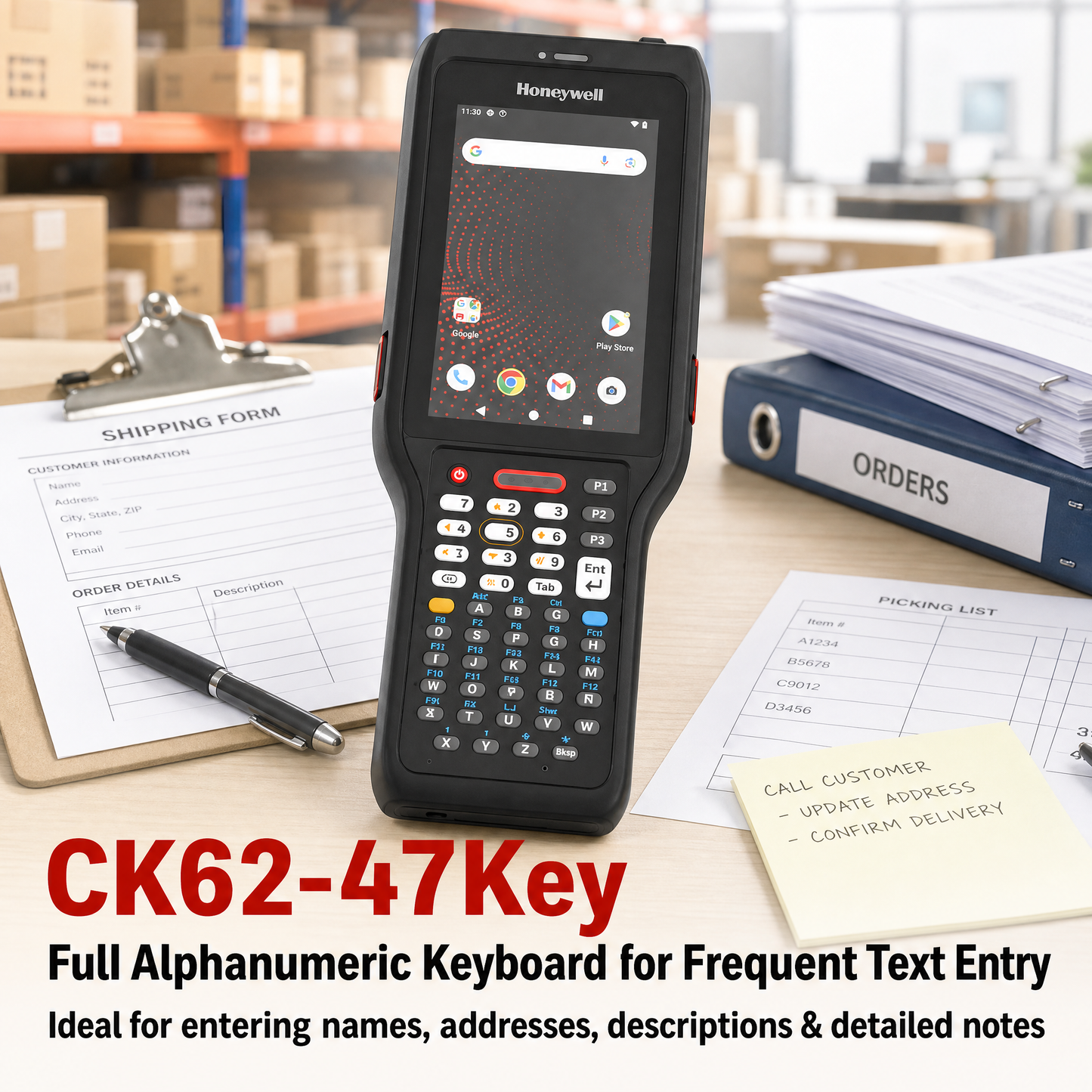 Honeywell CK62 mobile computer with full alphanumeric keyboard for data entry