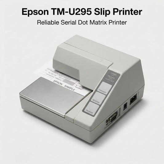 Epson TM-U295-292 C31C163292 Compact Slip Printer - Serial RS-232, Dark Gray, 7-Pin Dot Matrix, Supports One Original Plus Two Copies, Requires Power Supply and Interface Cable