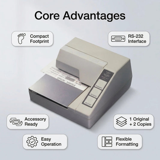 Epson TM-U295-292 C31C163292 Compact Slip Printer - Serial RS-232, Dark Gray, 7-Pin Dot Matrix, Supports One Original Plus Two Copies, Requires Power Supply and Interface Cable