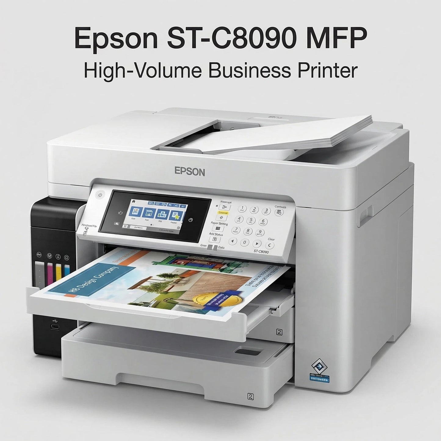 Epson WorkForce ST-C8090 Inkjet Multifunction Printer - Color Print, Copier, Fax, Scanner, 4800 x 1200 dpi, Automatic Duplex Printing, 550-Sheet Input