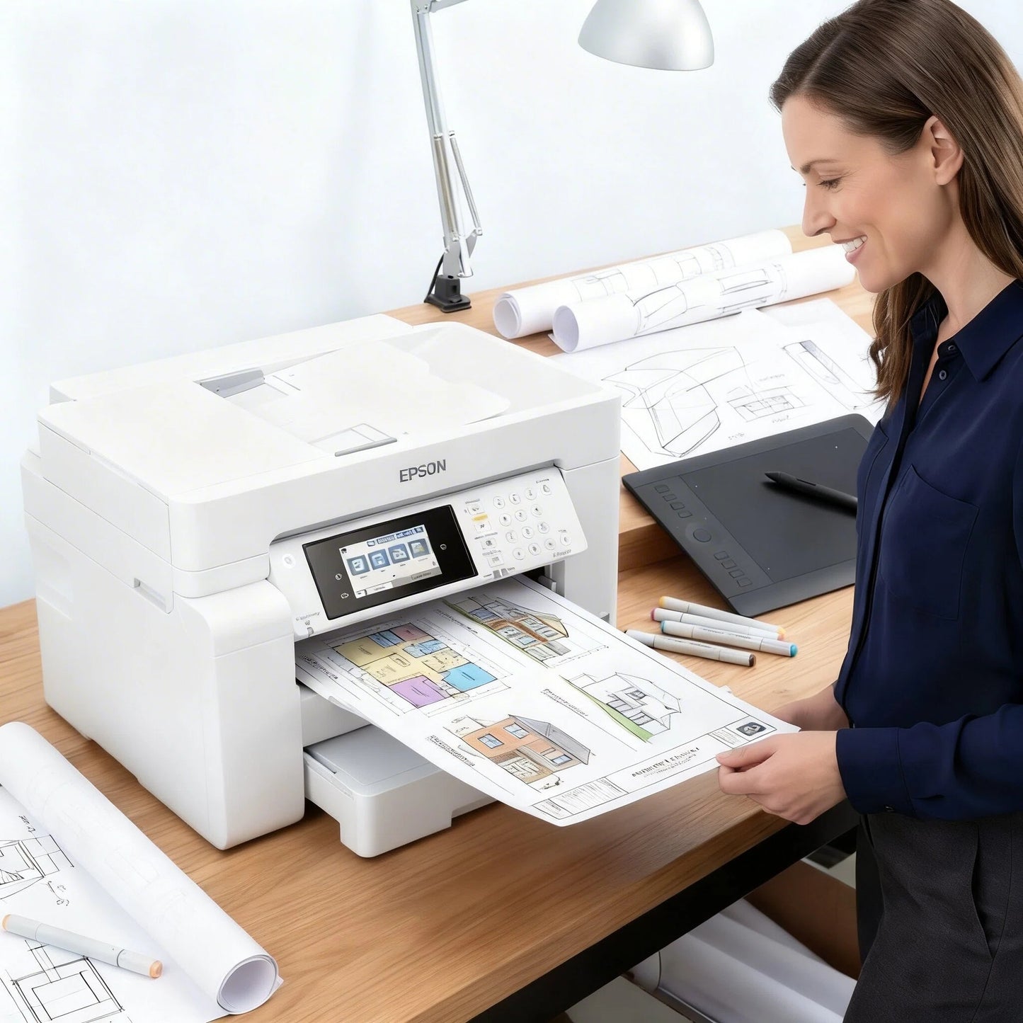 Epson WorkForce ST-C8090 Inkjet Multifunction Printer - Color Print, Copier, Fax, Scanner, 4800 x 1200 dpi, Automatic Duplex Printing, 550-Sheet Input