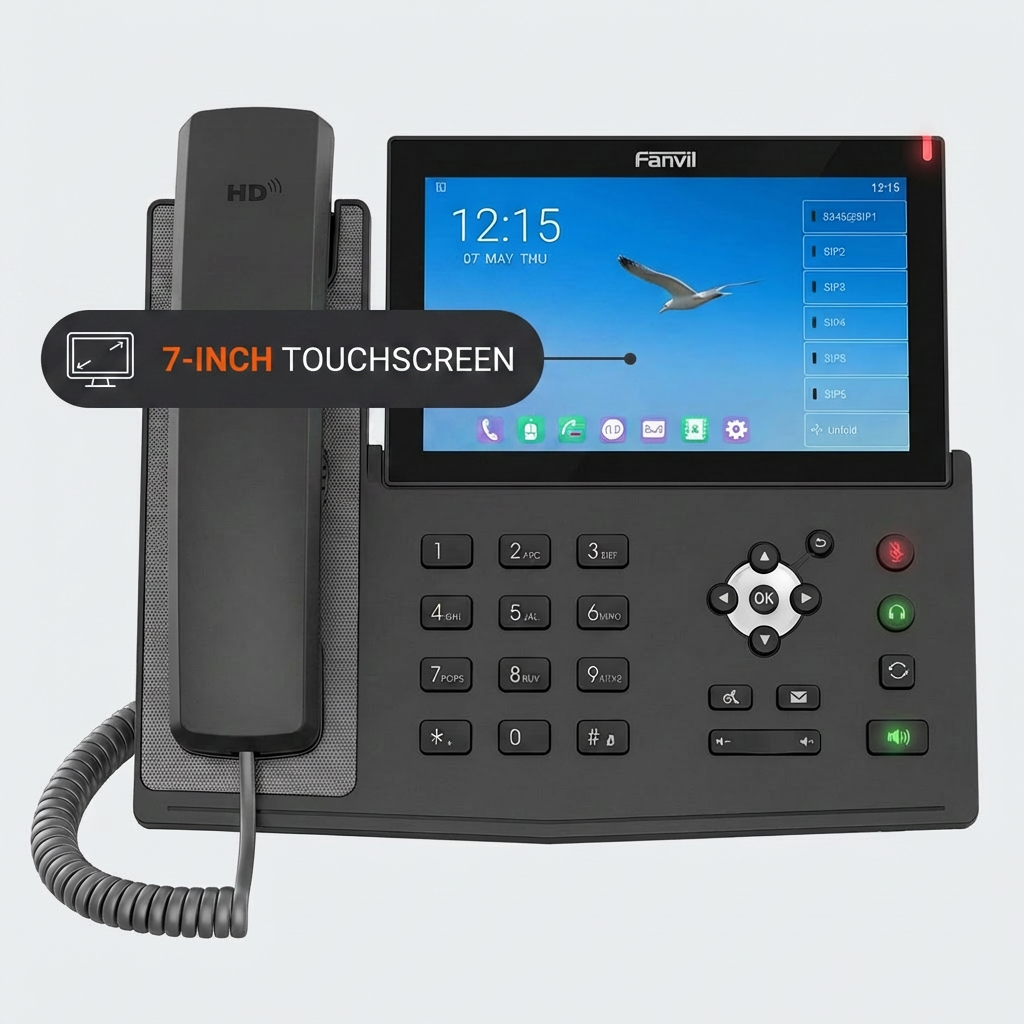 Fanvil X7A Android VoIP Phone - 7-Inch 1024x600 Color Touch Screen, 20 SIP Lines, 112 DSS Keys, Built-in Dual-Band 802.11ac Wi-Fi & Bluetooth, Dual Gigabit, PoE, EHS Headset, 10-Way Conference, Hotspot