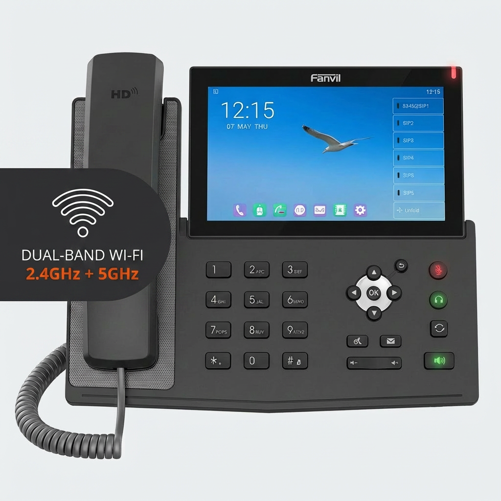 Fanvil X7A Android VoIP Phone - 7-Inch 1024x600 Color Touch Screen, 20 SIP Lines, 112 DSS Keys, Built-in Dual-Band 802.11ac Wi-Fi & Bluetooth, Dual Gigabit, PoE, EHS Headset, 10-Way Conference, Hotspot