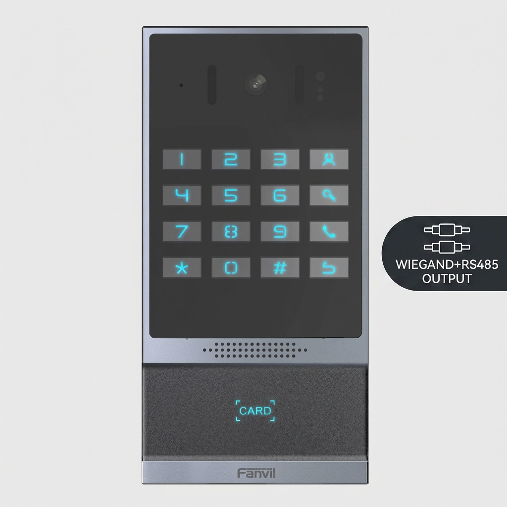 Fanvil i64 SIP Video Doorphone - Wide-Angle HD Camera, Night Vision, 2 SIP Lines, RFID Card Reader, IP66/IK07, 16-Key Keypad, Wiegand, PoE, Aluminum, Wall-Mount, Black