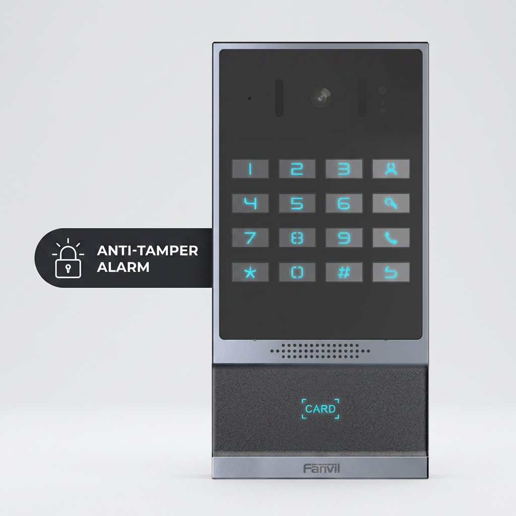 Fanvil i64 SIP Video Doorphone - Wide-Angle HD Camera, Night Vision, 2 SIP Lines, RFID Card Reader, IP66/IK07, 16-Key Keypad, Wiegand, PoE, Aluminum, Wall-Mount, Black