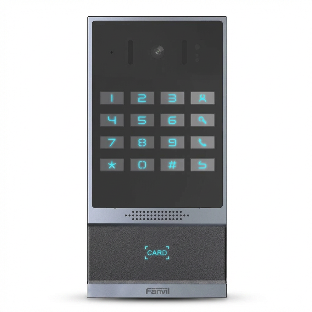 Fanvil i64 SIP Video Doorphone - Wide-Angle HD Camera, Night Vision, 2 SIP Lines, RFID Card Reader, IP66/IK07, 16-Key Keypad, Wiegand, PoE, Aluminum, Wall-Mount, Black
