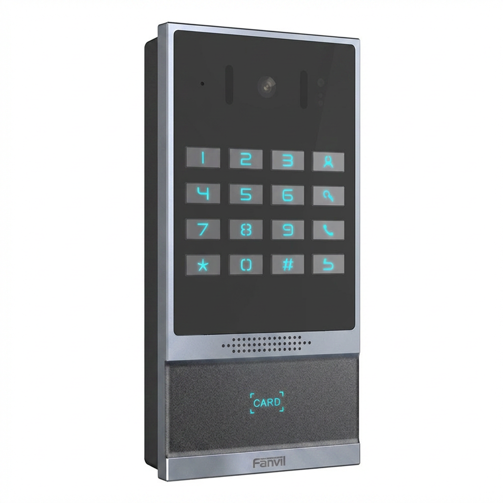 Fanvil i64 SIP Video Doorphone - Wide-Angle HD Camera, Night Vision, 2 SIP Lines, RFID Card Reader, IP66/IK07, 16-Key Keypad, Wiegand, PoE, Aluminum, Wall-Mount, Black