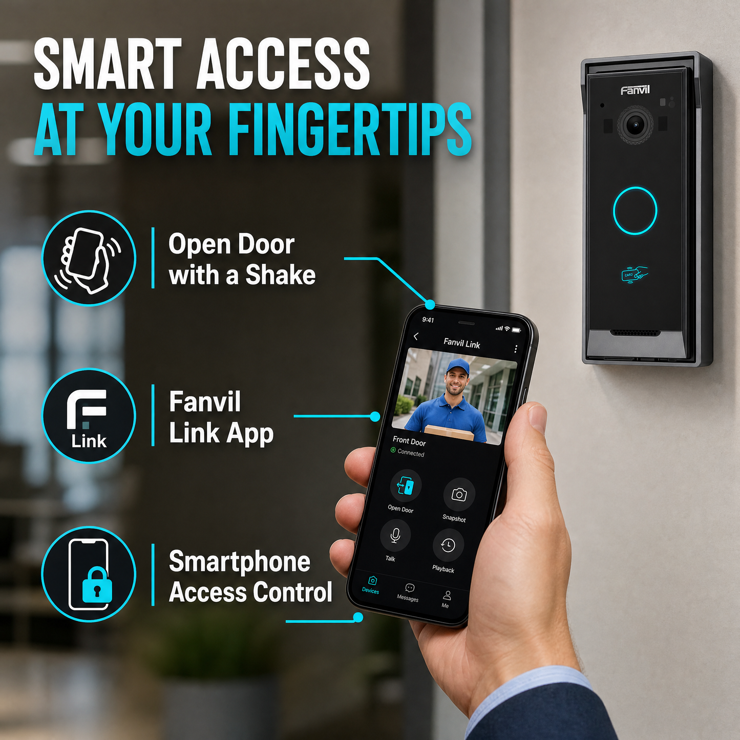 Fanvil i60 SIP Video Door Phone with 2MP Camera, IP65 Rated for Outdoor Access Control