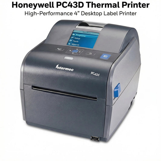 Honeywell PC43DA00100201 4 Inch Direct Thermal Desktop Printer - LCD Display, Real-Time Clock, USB Host Port, 203 DPI, Includes Americas Power Cord
