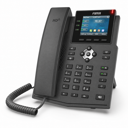 Fanvil X3U IP Phone - 6-Line Gigabit VoIP Desk Phone with 2.8-Inch Color Display for Office