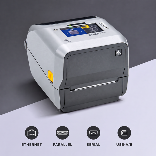Zebra ZD621 Thermal Transfer Desktop Printer ZD6A143-301F00EZ with 300 dpi Resolution and Color Touch LCD