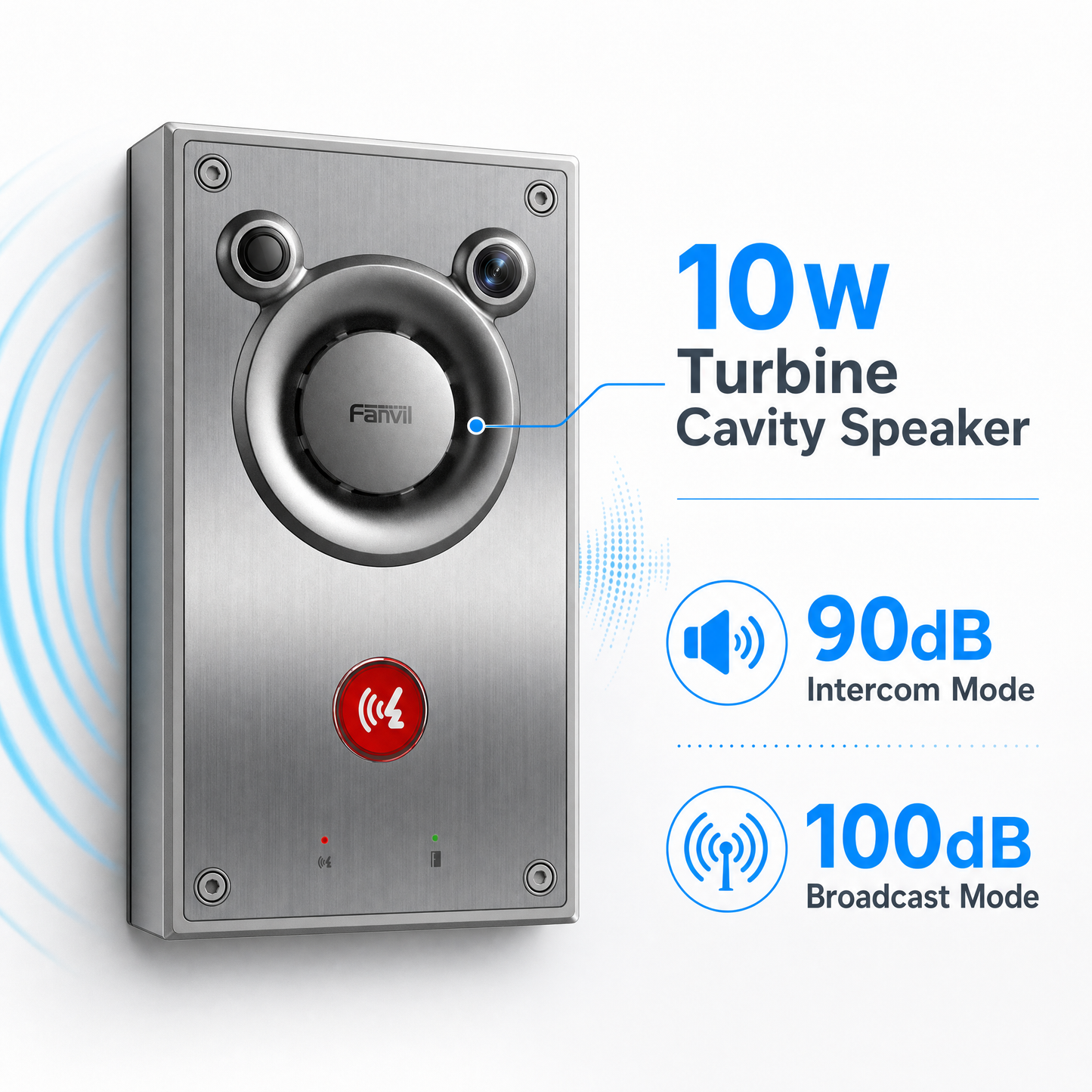 Fanvil A12 SIP Audio Intercom with 10W Speaker - IP66 Weatherproof Door Phone for Access Control