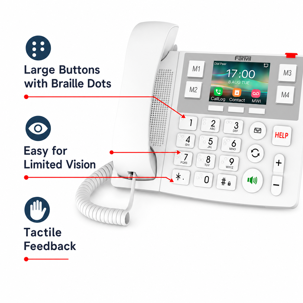 Fanvil X305 Large Button IP Phone with 3.5" Color Display and Emergency Call Support for Healthcare