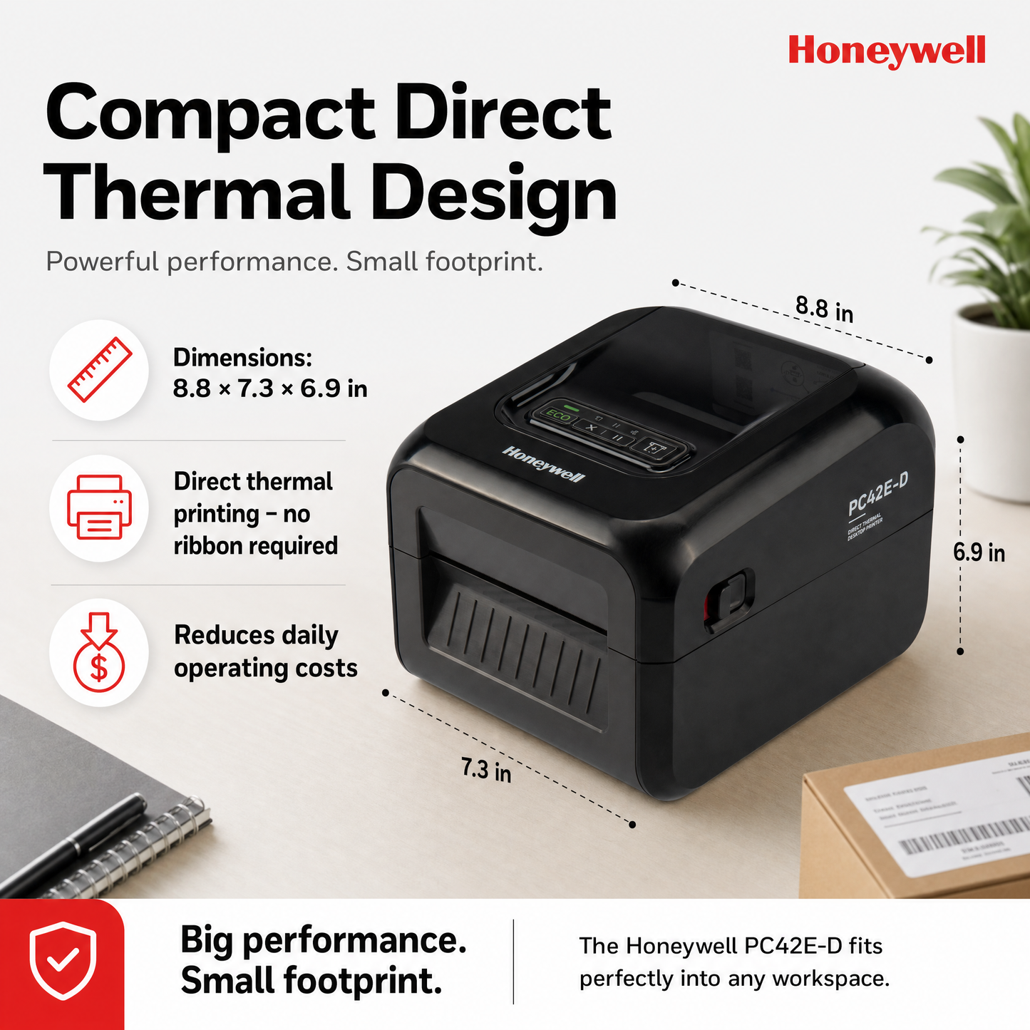 Honeywell PC42E Series 4-Inch Desktop Label Printer - Direct Thermal & Thermal Transfer Models for Shipping, Retail & Healthcare