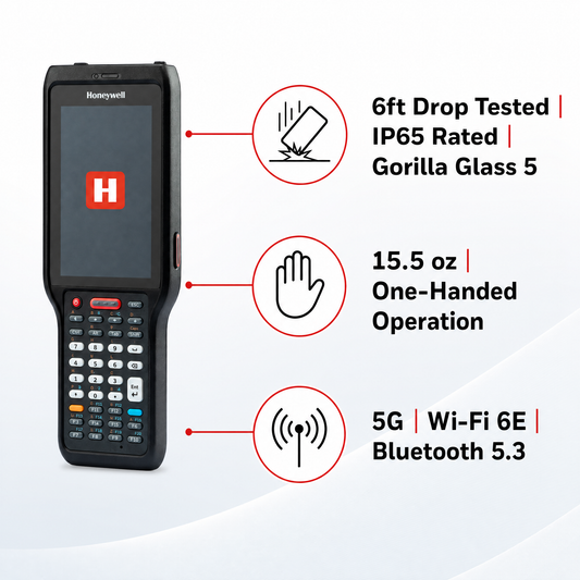 Honeywell CK62 Mobile Computer | 5G Wi-Fi 6E Warehouse Barcode Scanner | Android 14 | IP65 Rugged