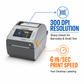 Zebra ZD621 ZD6A043-301F00EZ 4-Inch Thermal Transfer Desktop Printer with 300 DPI Resolution