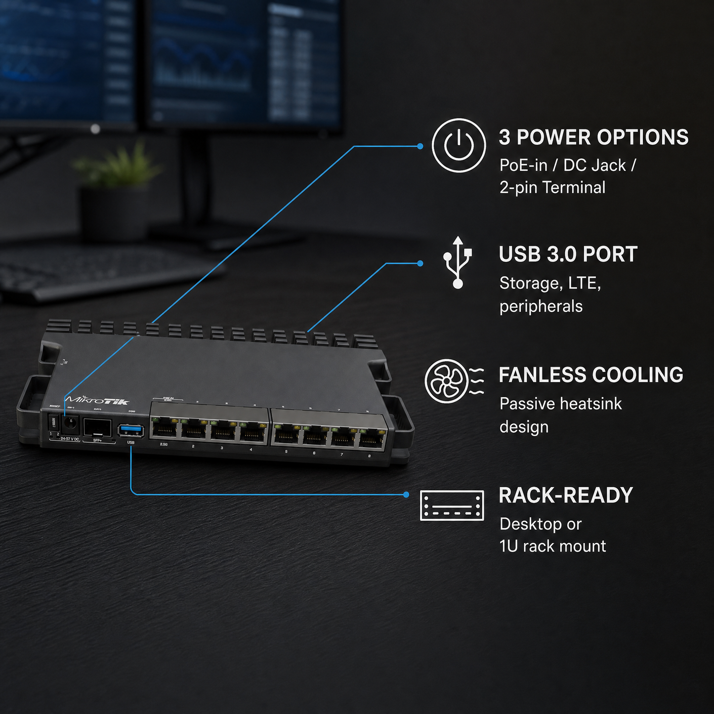 MikroTik RB5009UG+S+IN Multi-Gigabit Router with 10G SFP+ for Enterprise Network Infrastructure