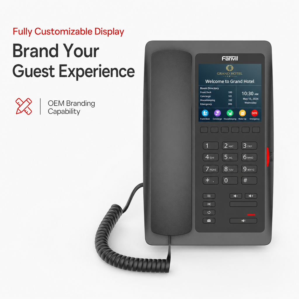 Fanvil H5W Wi-Fi Hotel IP Phone with 3.5" Color Display and Video Intercom for Hospitality