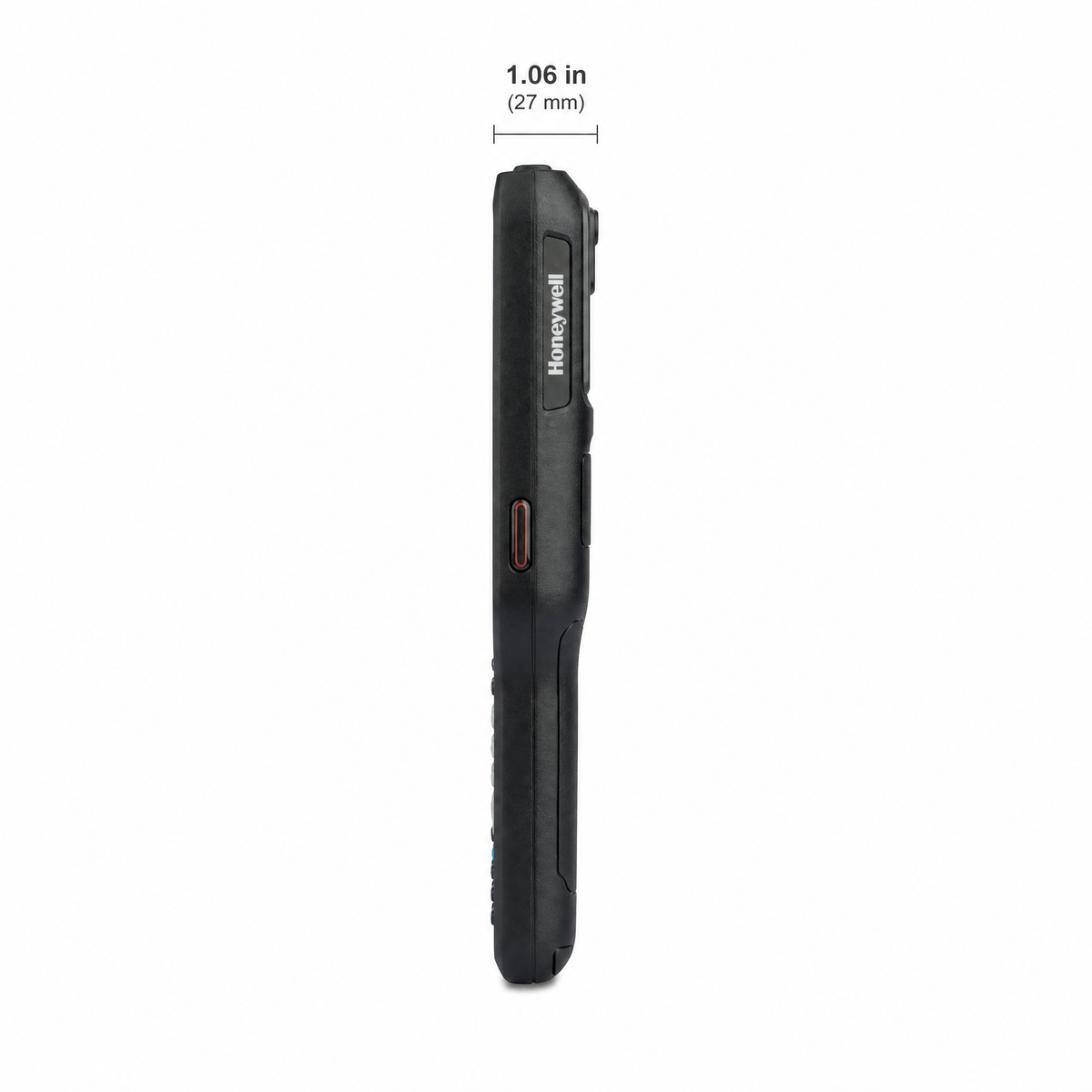 Honeywell CK62 mobile computer side profile showing 1.06 inch rugged design