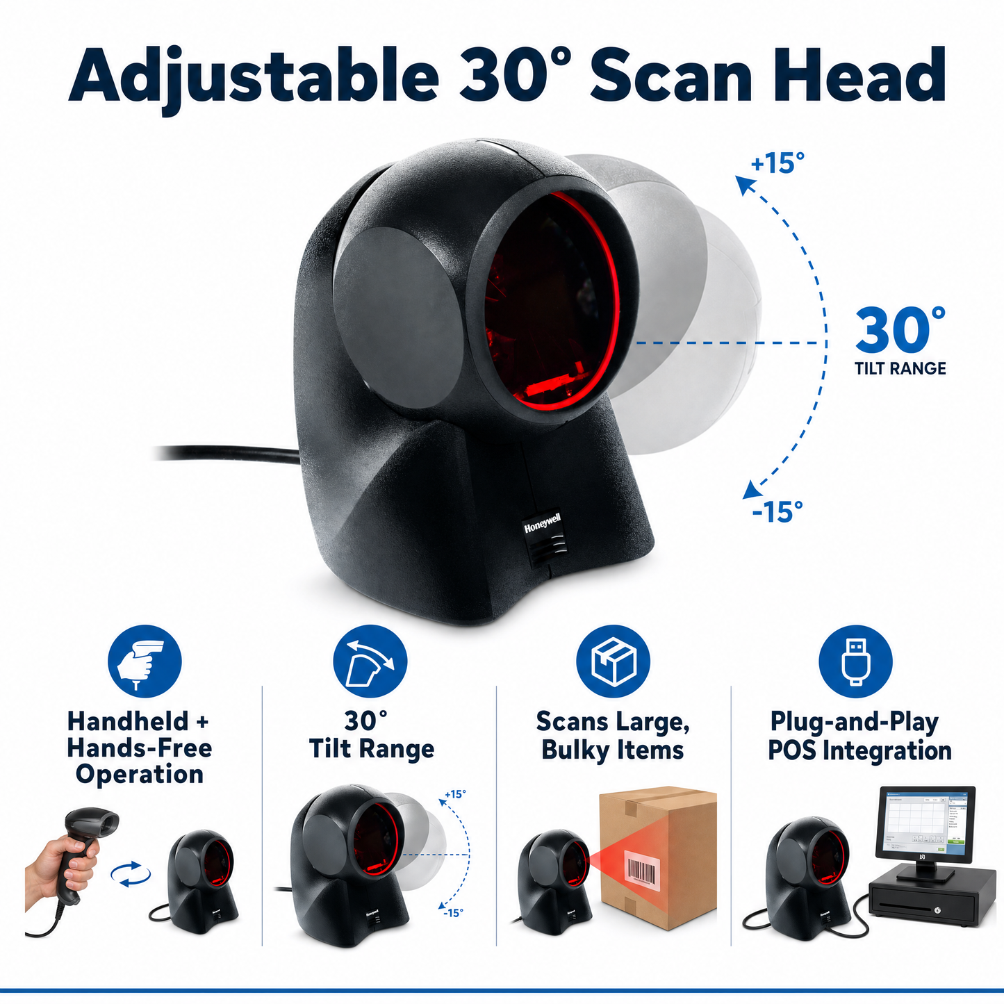 Honeywell Orbit 7190g Hybrid Presentation Scanner - 1D/2D Barcode Reader with Omnidirectional Laser and Imaging Technology