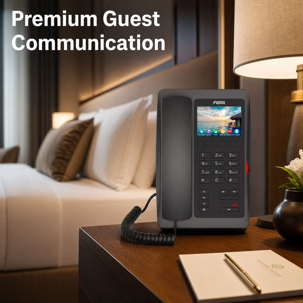 Fanvil H5W Wi-Fi Hotel IP Phone with 3.5" Color Display and Video Intercom for Hospitality