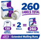 Seiko SLP-2RL (White Address Labels) - 1-1/8" x 3-1/2" Direct Thermal Labels for High-Volume Mailing