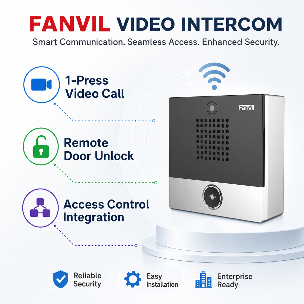 Fanvil i10SV Mini SIP Video Door Intercom with HD Camera for Office Access Control & Remote Entry
