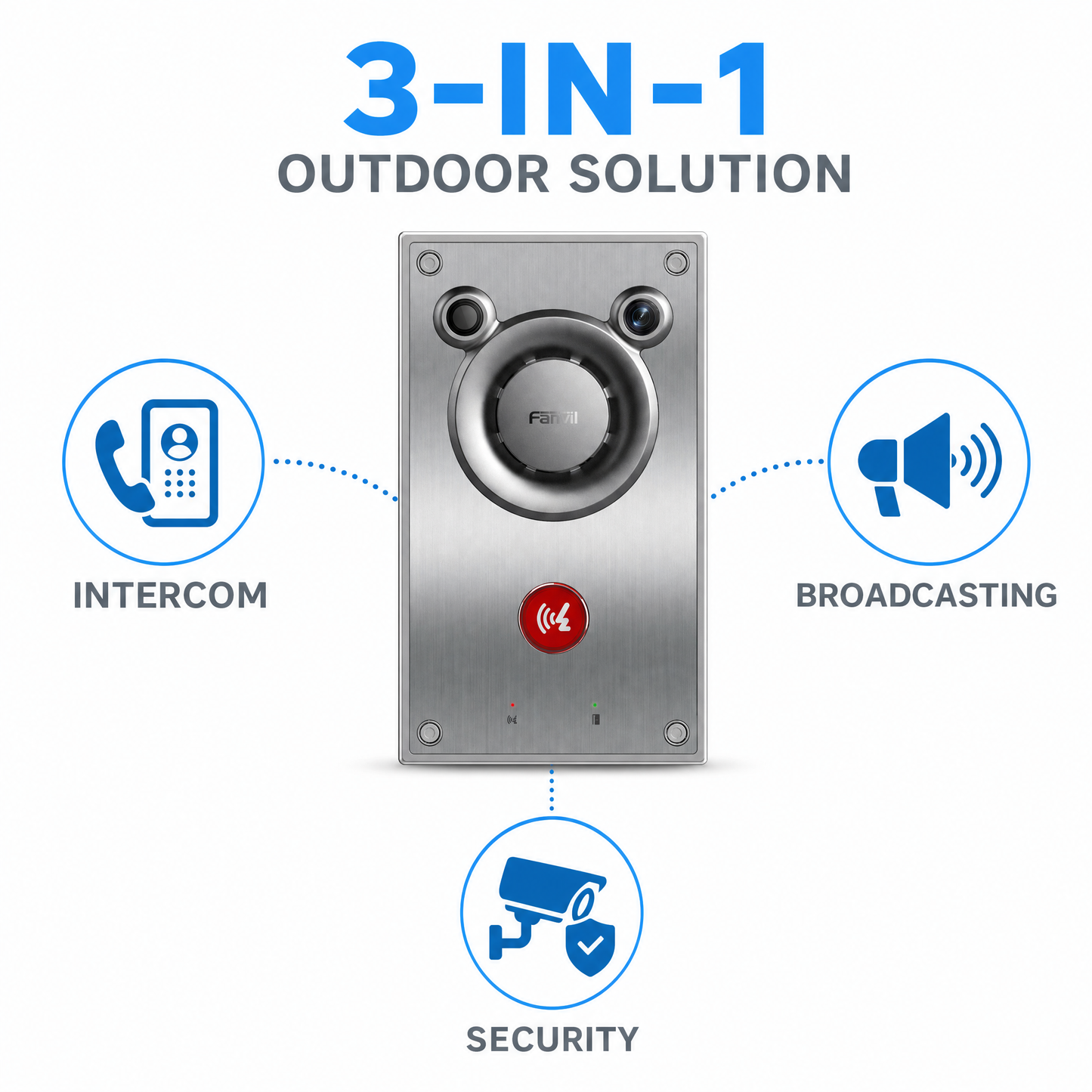 Fanvil A12 SIP Audio Intercom with 10W Speaker - IP66 Weatherproof Door Phone for Access Control