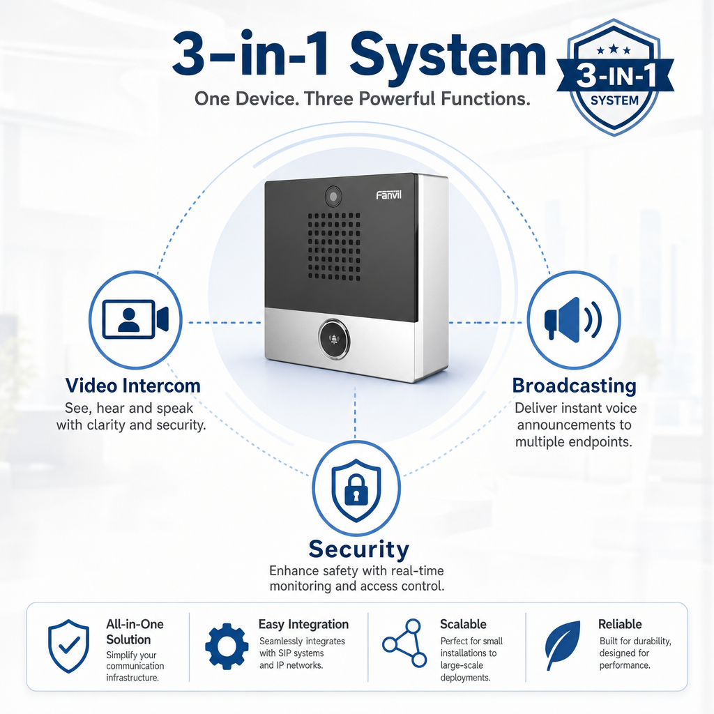 Fanvil i10SV Mini SIP Video Door Intercom with HD Camera for Office Access Control & Remote Entry