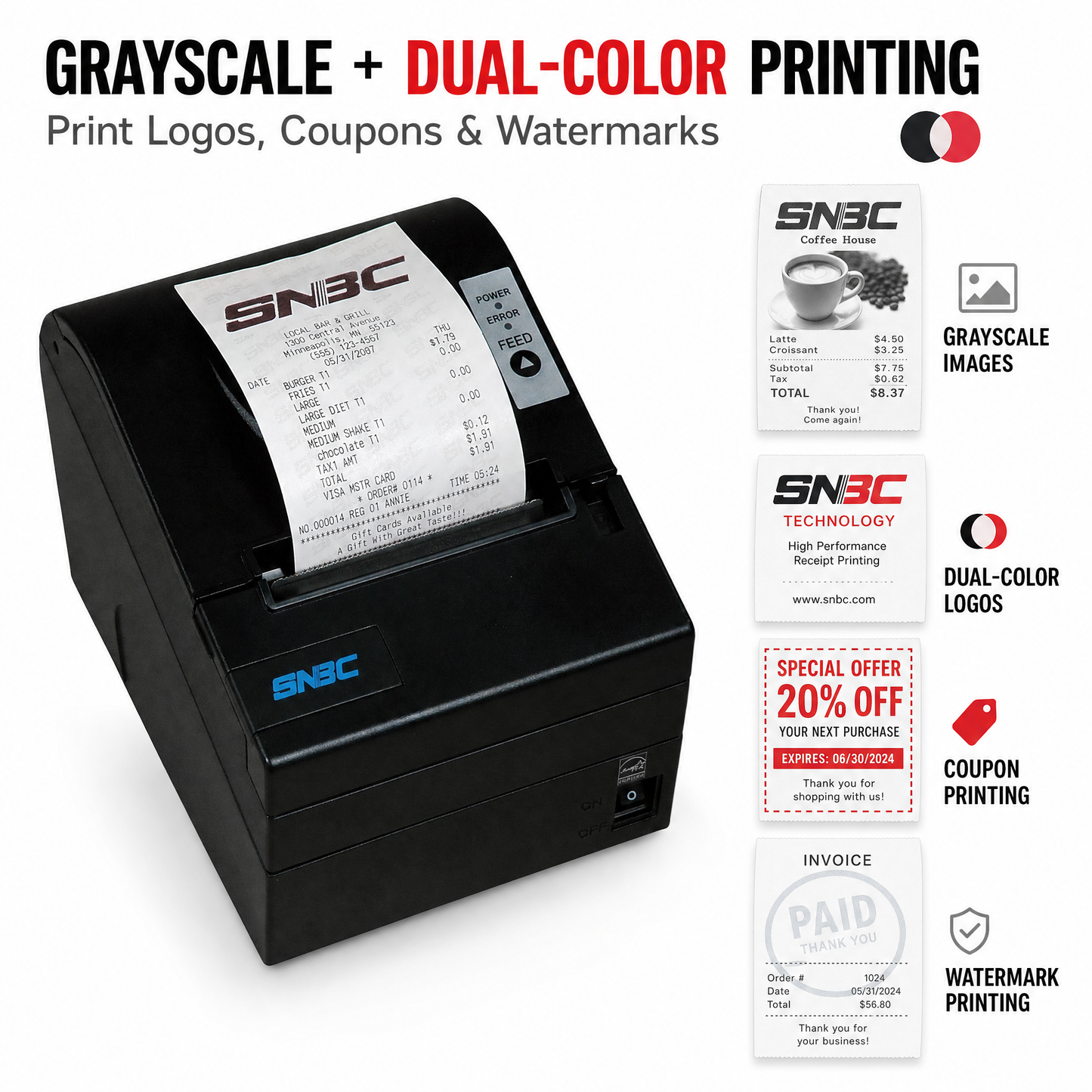 SNBC R880NPV High-Speed Thermal Receipt Printer with Ethernet for Retail and Hospitality