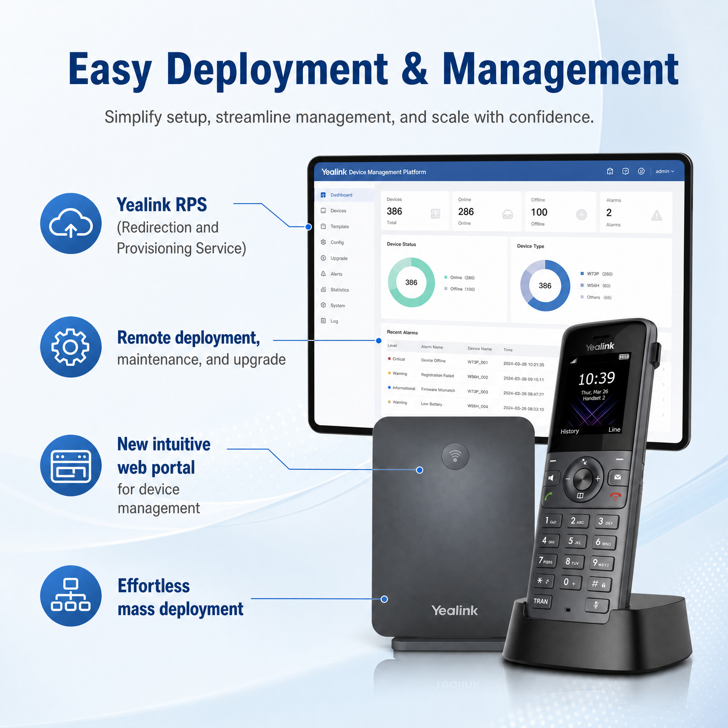 Yealink W73P DECT IP Phone System with 10 Handset Capacity for SMB Wireless Communication