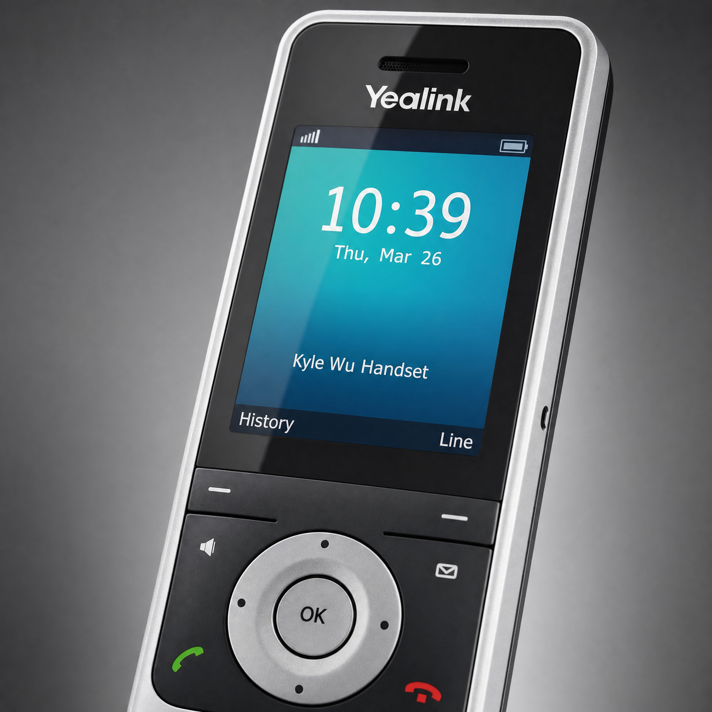 Yealink W56H DECT Wireless Handset with 2.4" Color Display and HD Audio for Business IP Telephony