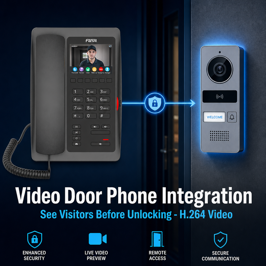 Fanvil H5W Wi-Fi Hotel IP Phone with 3.5" Color Display and Video Intercom for Hospitality