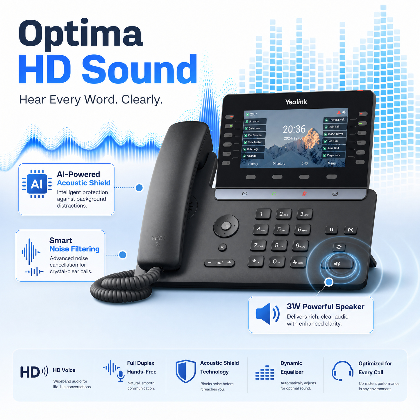 Yealink SIP-T85W Premium IP Business Phone with 5.5" Display, Wi-Fi 6, Bluetooth 5.0