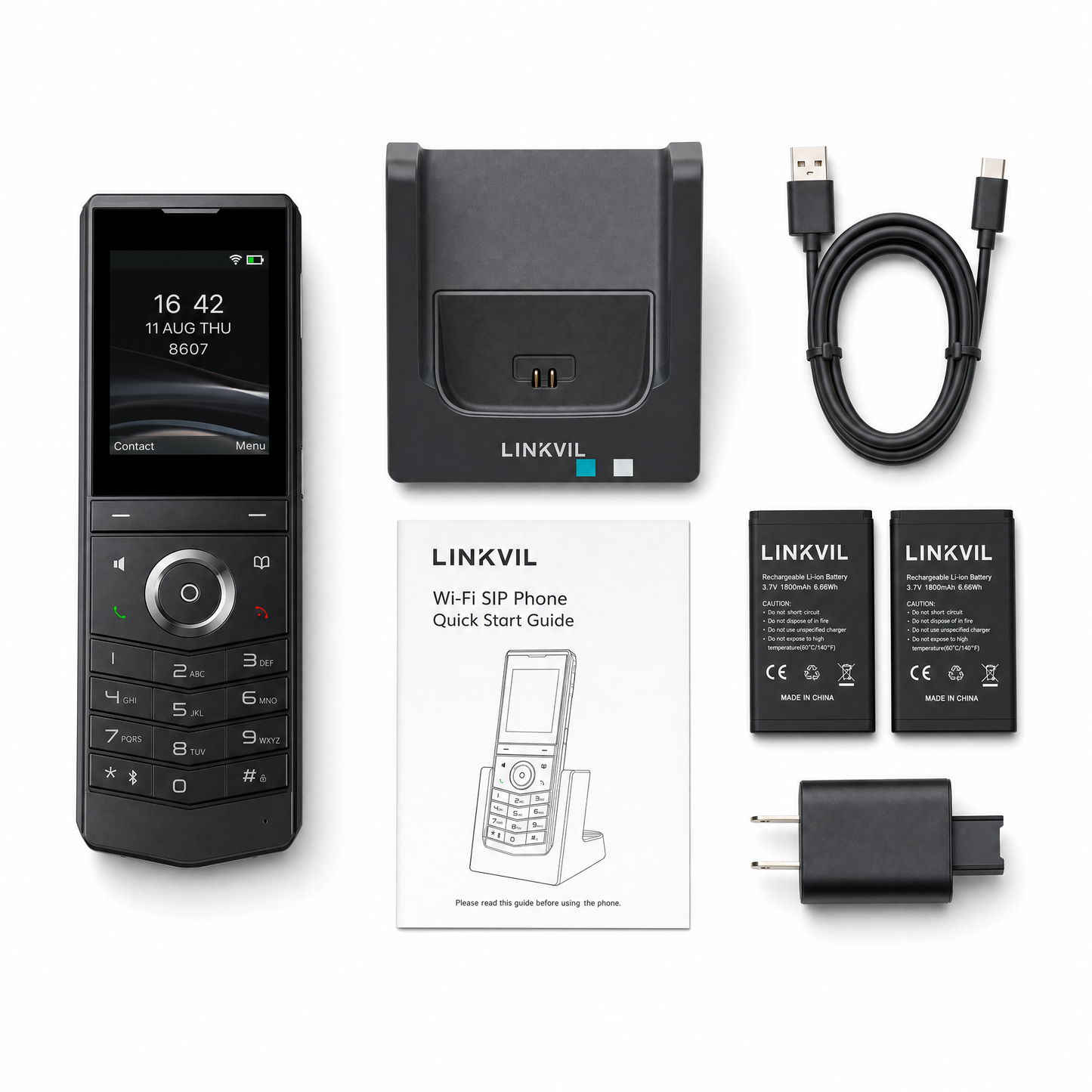 Fanvil Linkvil W611W IP67 Ruggedized Wi-Fi 6 Cordless VoIP Phone with Bluetooth for Enterprise Mobility