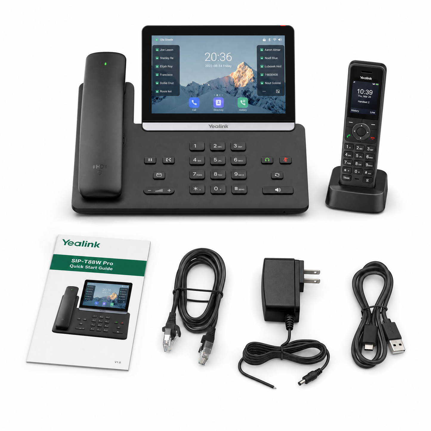 Yealink SIP-T88W Pro Executive IP Phone with Wireless Bluetooth Handset and 7-Inch Touchscreen