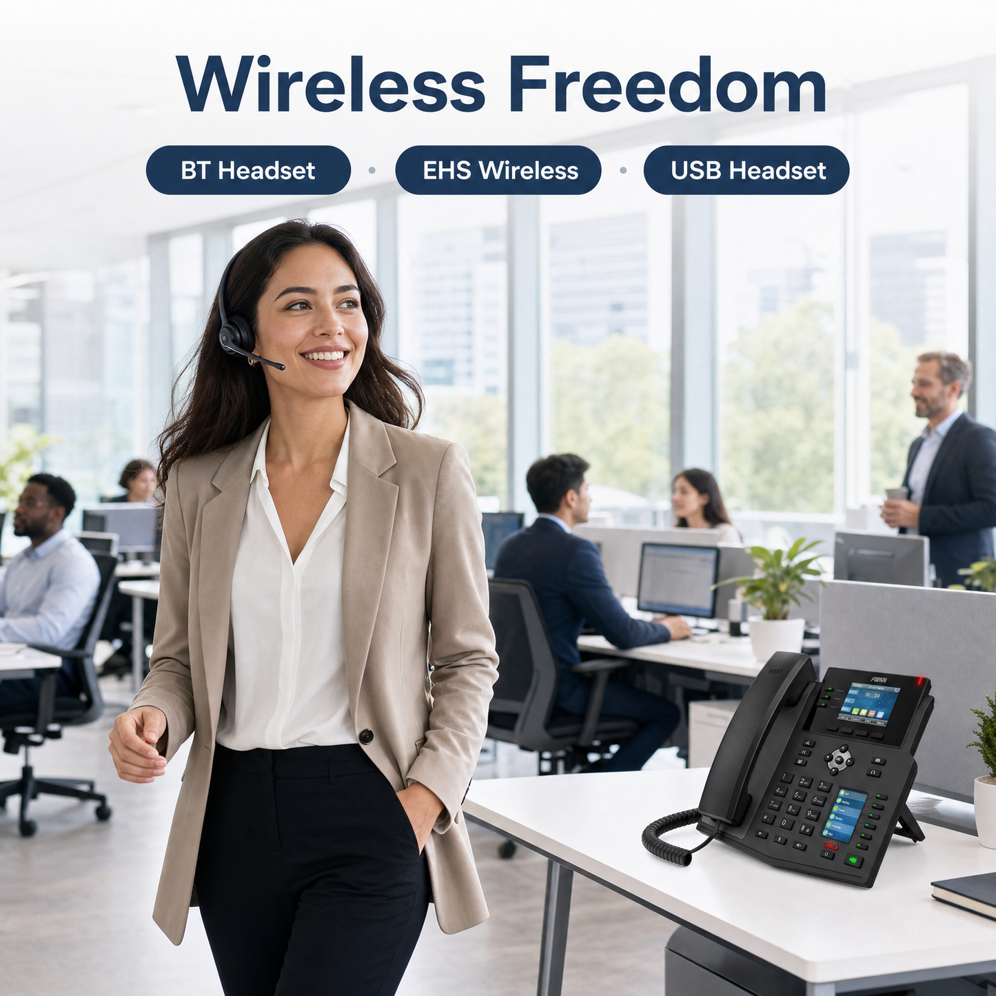 Fanvil X4U V2 Enterprise IP Phone with Dual Color Displays and 12 SIP Lines for Business