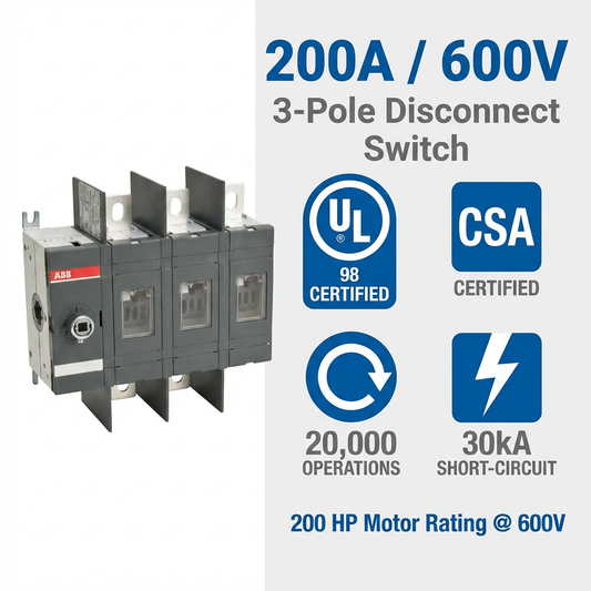 ABB OT200U03 Non-Fused Disconnect, 200 Amp, 3-Pole