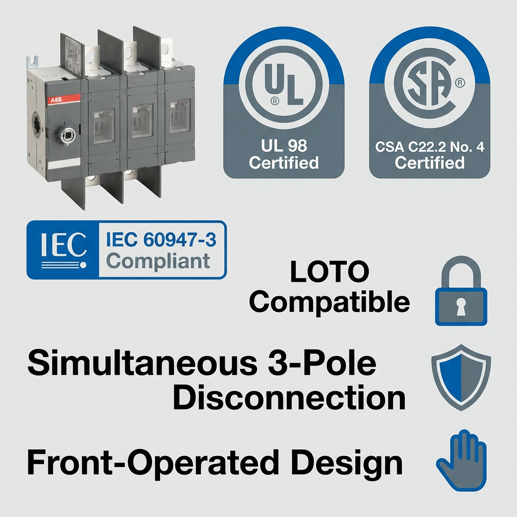 ABB OT200U03 Non-Fused Disconnect, 200 Amp, 3-Pole