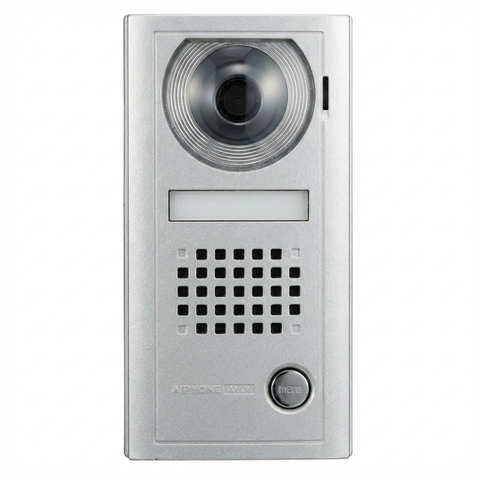 Aiphone AX-DV Surface-Mount Audio/Video Door Station — Cast-Aluminum Vandal-Resistant Housing, 1/4" Color CCD Camera, Illuminated Directory, Cat-5e RJ45 Wiring, AX Series Compatible