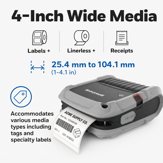 Honeywell RP4F Mobile Label Printer - Rugged 4-Inch Portable Thermal Printer for Field Service