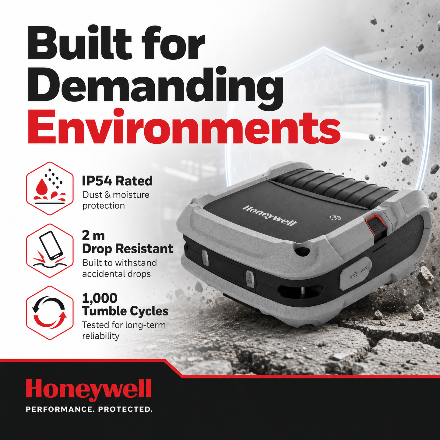 Honeywell RP4F Mobile Label Printer - Rugged 4-Inch Portable Thermal Printer for Field Service