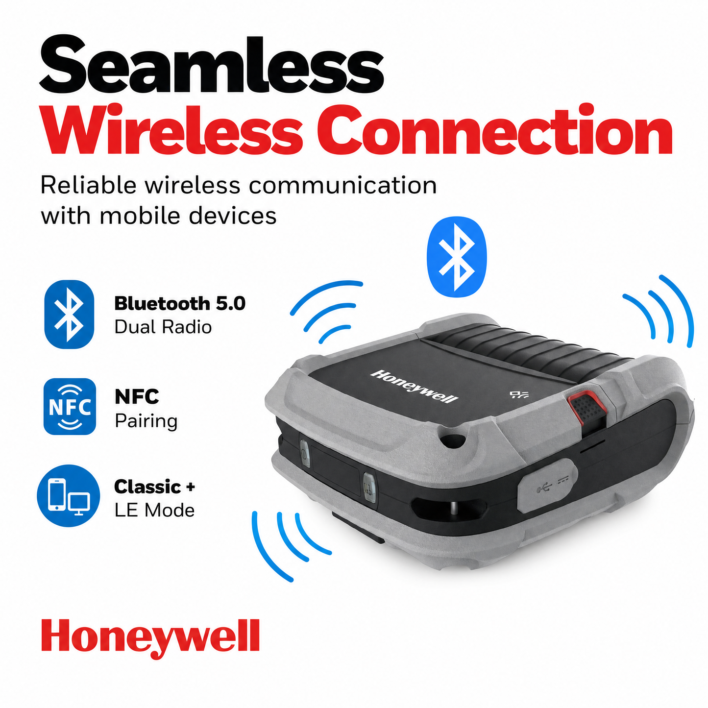 Honeywell RP4F Mobile Label Printer - Rugged 4-Inch Portable Thermal Printer for Field Service