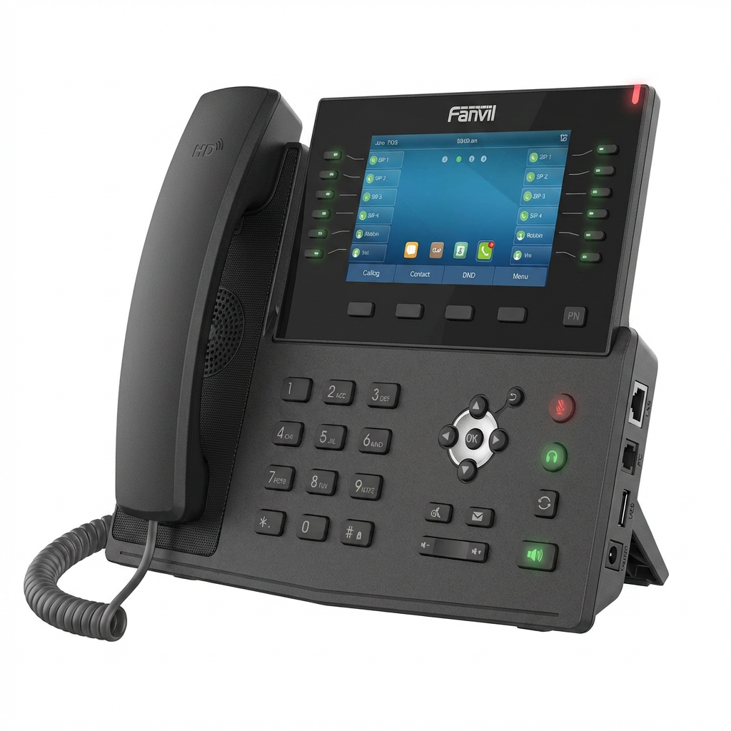 Fanvil X7C Enterprise VoIP Phone - 5-Inch 800x480 Color Touch Screen, 20 SIP Lines, 12 DSS Keys with LED, Up to 60 DSS Entries, Built-in Bluetooth, Wi-Fi via Dongle, Dual Gigabit, PoE, HD Audio, EHS Headset