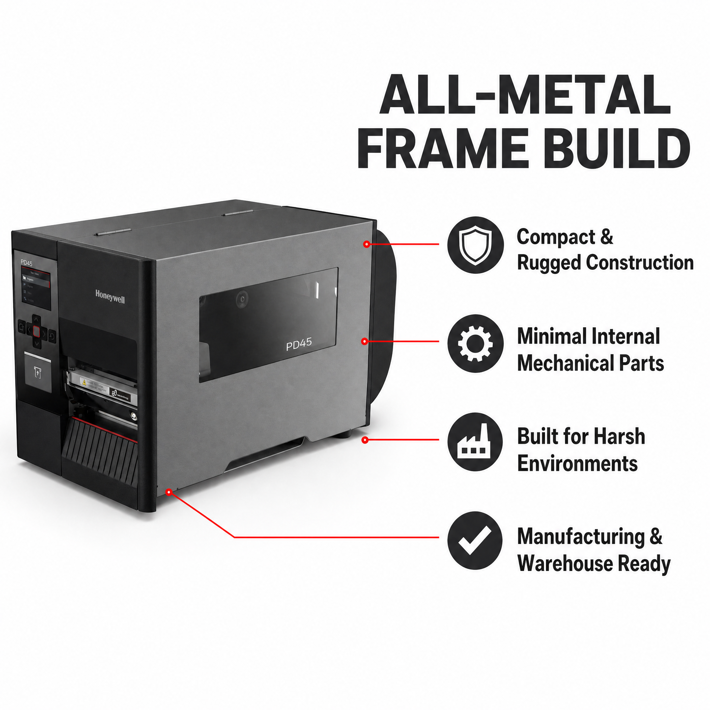 Honeywell PD45 Industrial Label Printer, 203/300 DPI Direct/Thermal Direct Printer for Manufacturing & Logistics