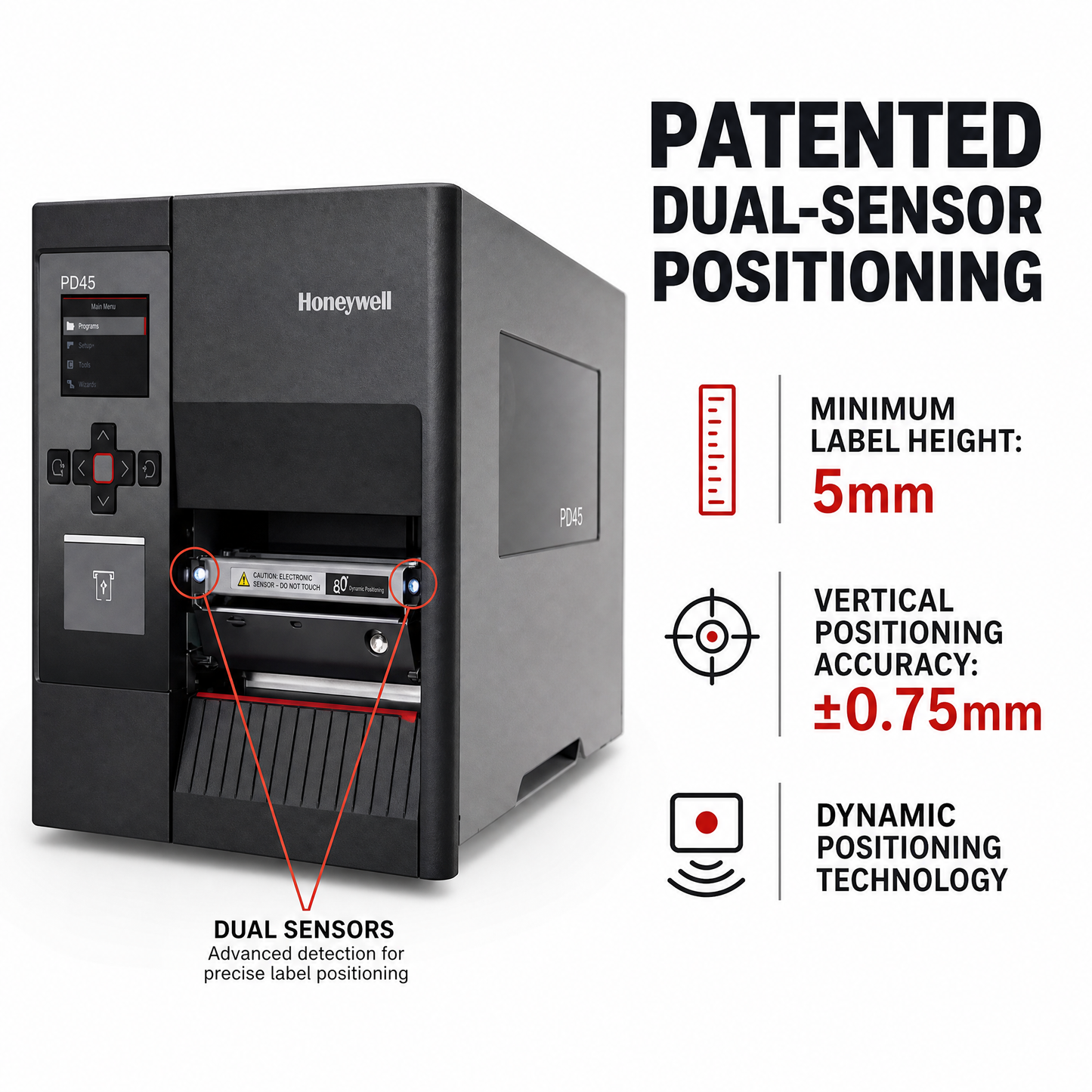 Honeywell PD45 Industrial Label Printer, 203/300 DPI Direct/Thermal Direct Printer for Manufacturing & Logistics