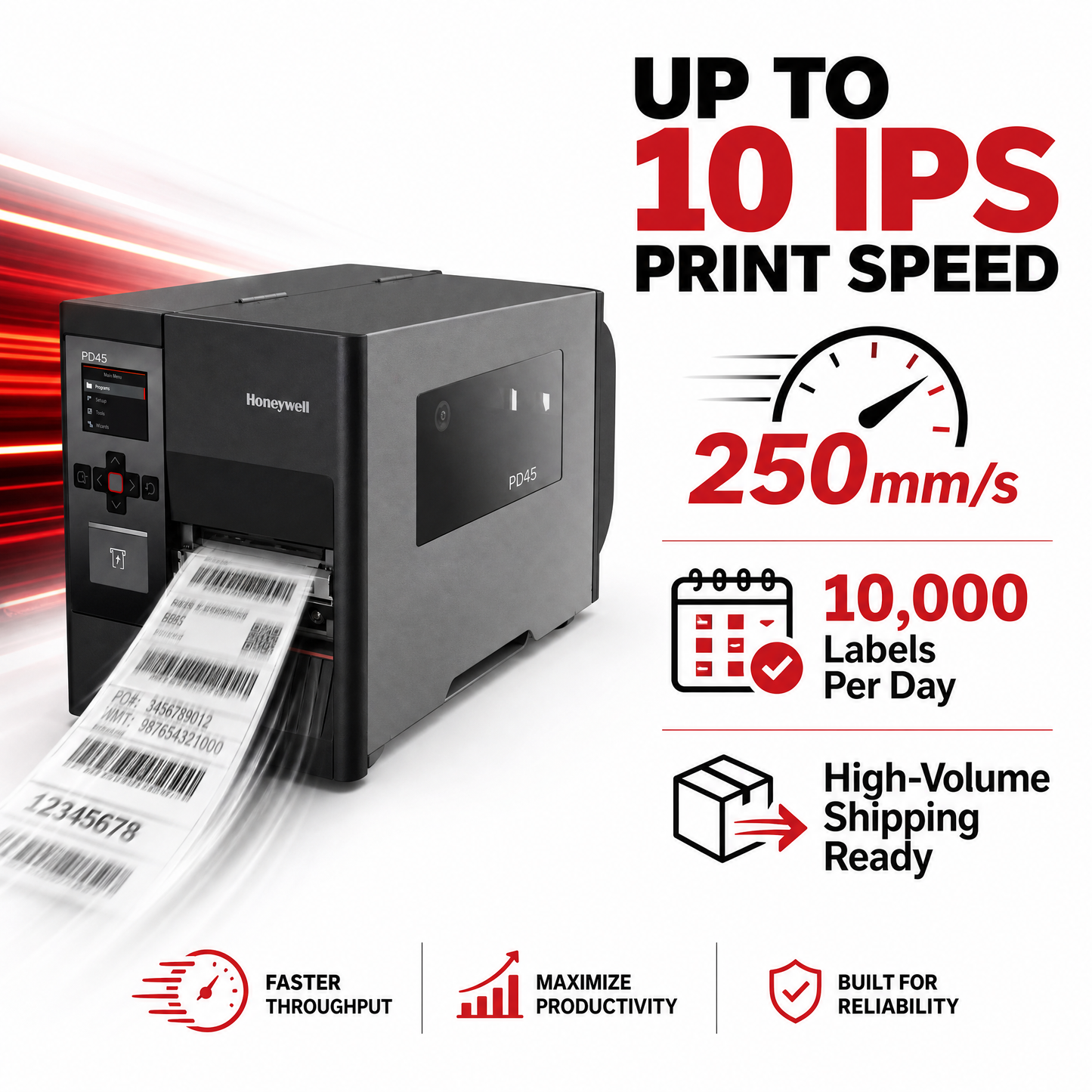 Honeywell PD45 Industrial Label Printer, 203/300 DPI Direct/Thermal Direct Printer for Manufacturing & Logistics