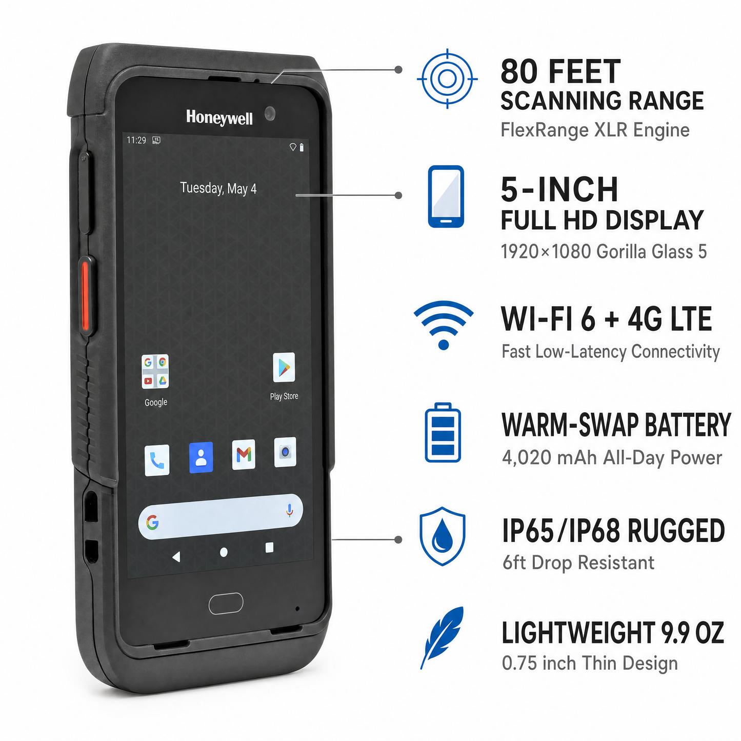 Honeywell CT45XP  (SIM+WLAN) Mobile Computer - Rugged Android Handheld with FlexRange Scanner for Enterprise